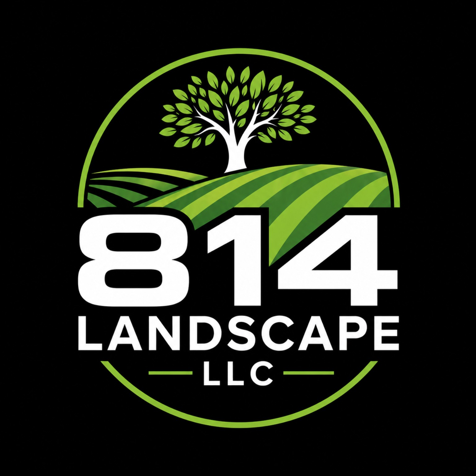 814 Landscape LLC logo with shovels and plant